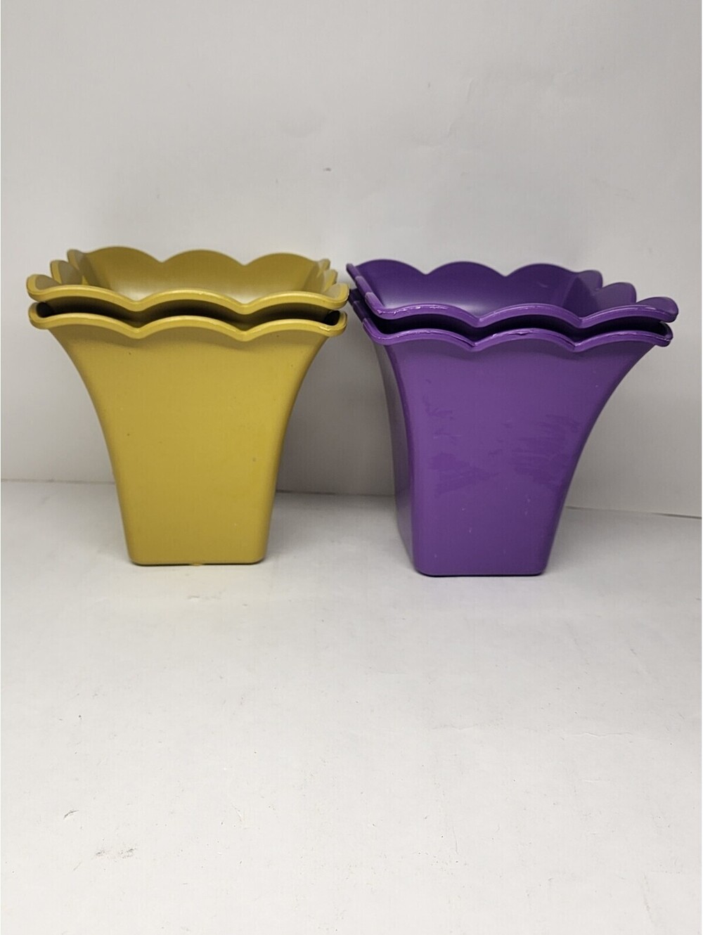 Flower Pots Plastic New Purple Green 5 1/2” X 5 1/2” 4 Pack